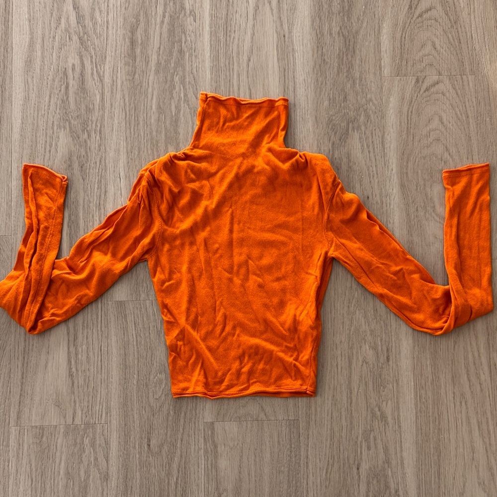 Orange Turtleneck Crop Top